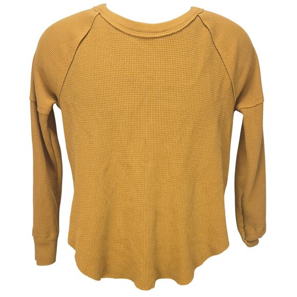 Forever 21 Womens Yellow Waffle Knit Long Sleeve Pullover Sweater Small - Picture 1 of 6